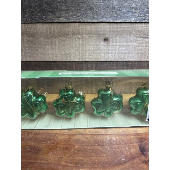 Dept 56 Santa Christmas Ornaments Set Of 4 RARE Special Edition Shamrock In Box - Picture 4 of 4